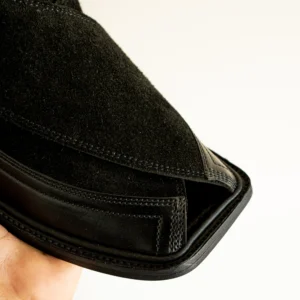 Black Suede Peshawari Chappal – Handmade Traditional Sandal