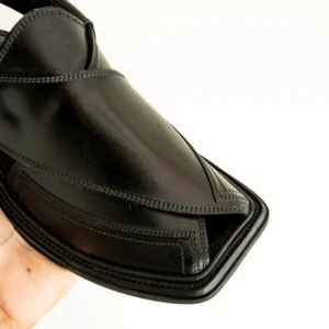 Black Smart Zalmi Peshawari Chappal – Handmade Leather